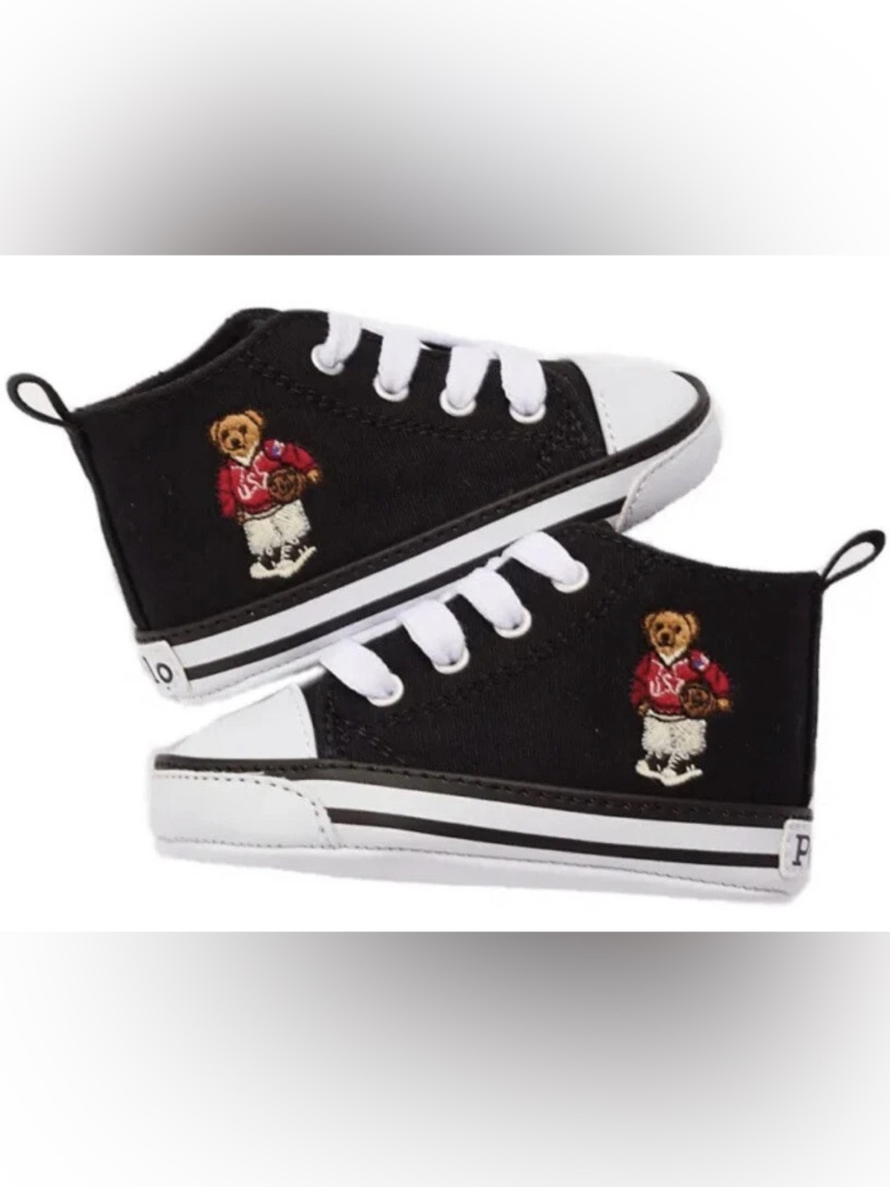 Polo Ralph Lauren Hamptyn HI Basketball Bear Infant Sneakers Sz 2 (3mo-6mo) NIB